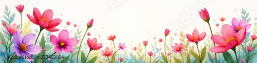 Vibrant watercolor painting of blooming spring flowers in pastel colors, painting, blooming, pastel colors