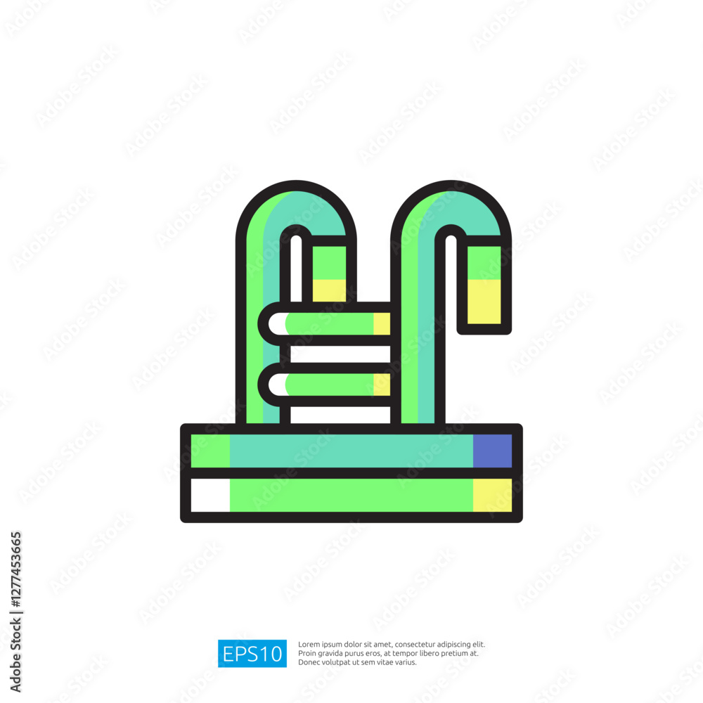 Colorful Swimming Pool Icon With Water Slides Designed for Recreation and Summer Fun Activities in Aquatic Environment Colorful Swimming Pool Icon With Water Slides Designed for Recreation and Summer Fun Activities in Aquatic Environment