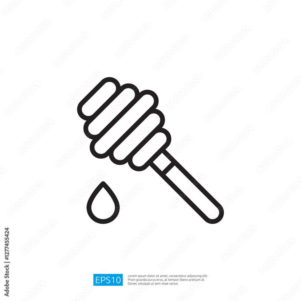 Honey Dripping From A Wooden Spoon Icon Symbolizing Nature's Sweetness And Wellness In Culinary Applications Honey Dripping From A Wooden Spoon Icon Symbolizing Nature's Sweetness And Wellness In Culinary Applications