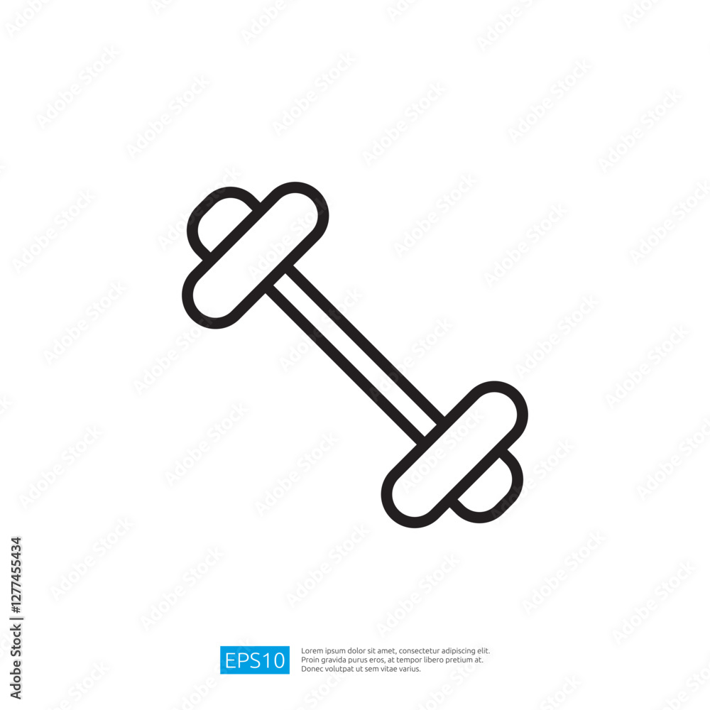 Icon of a Simple Dumbbell Representing Strength Training and Fitness Activities in a Minimalist Design Icon of a Simple Dumbbell Representing Strength Training and Fitness Activities in a Minimalist Design