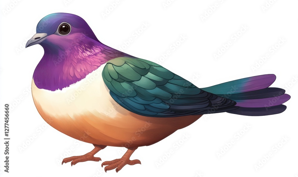 Obraz premium A vividly colored bird perched gracefully, showcasing its vibrant plumage against a plain backdrop