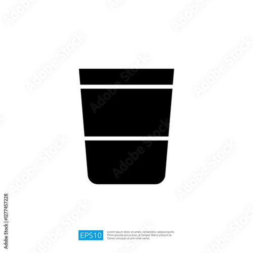 Simple Black Icon of a Segmented Cup Container Suitable for Beverages or Food in a Minimalist Design Style