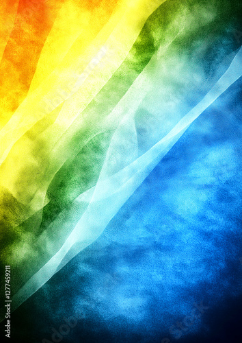 A colorful background with a blue stripe. The colors are bright and vibrant. The background is a mix of blue, yellow, and green