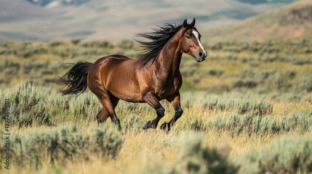 Wild horse running freely in open plains nature scene vibrant surroundings dynamic viewpoint freedom concept Wild horse running freely in open plains nature scene vibrant surroundings dynamic viewpoint freedom concept