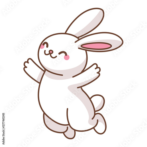 Cute cartoon rabbit character jumping