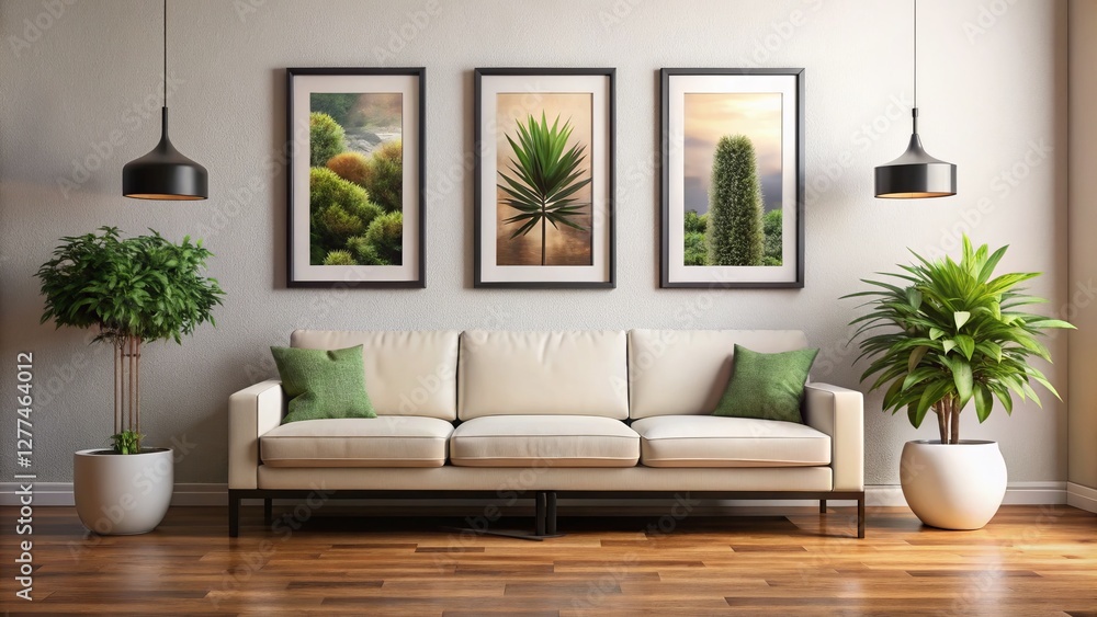 Modern Living Room Triptych Plants, Sofa, Minimalist Decor, Interior Design, Home Decor Keywords Minimalist, Interior Design Modern Living Room Triptych Plants, Sofa, Minimalist Decor, Interior Design, Home Decor Keywords Minimalist, Interior Design