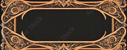 Ornate golden frame surrounds a dark rectangular background space