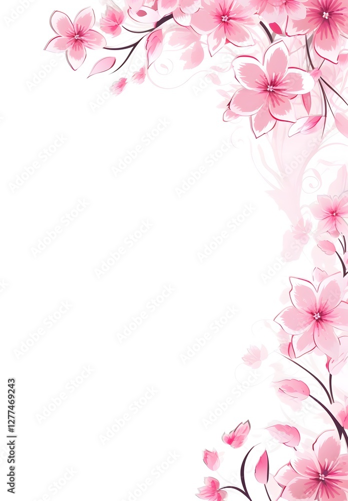 Pink cherry blossom border illustration. frame with pink flowers is very beautiful clean white background. Design a captivating border image that seamlessly Pink cherry blossom border illustration. frame with pink flowers is very beautiful clean white background. Design a captivating border image that seamlessly