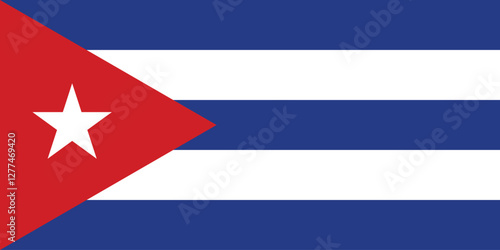 Cuba flag. Flag of Cuba. The official ratio. Flag icon. Standard color. Standard size. A rectangular flag. Computer illustration. Digital illustration. Vector illustration.