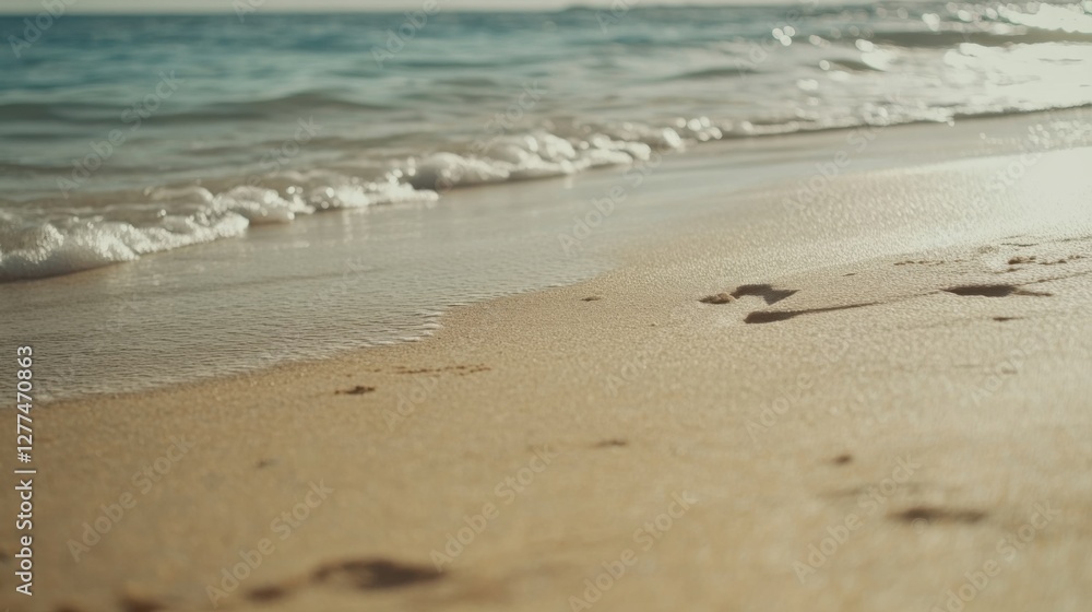 Video generation of a tranquil beach with soft golden sand and turquoise waves. Featuring relaxation and coastal beauty Video generation of a tranquil beach with soft golden sand and turquoise waves. Featuring relaxation and coastal beauty