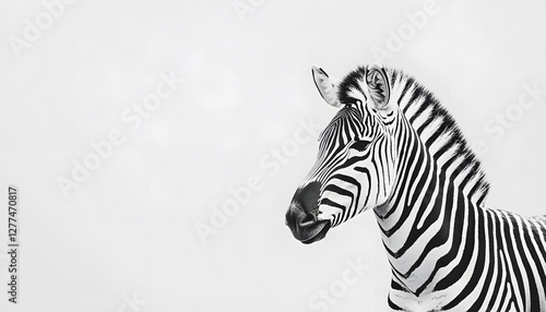Striking zebra portrait showcasing intricate black and white stripe patterns