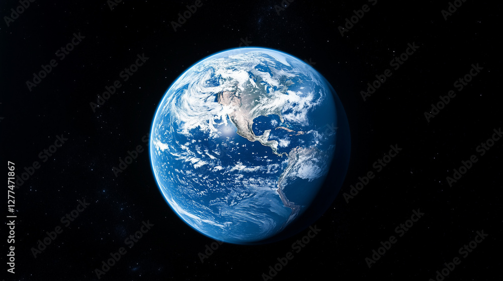 Obraz premium Majestic view of Earth as blue marble against cosmic backdrop
