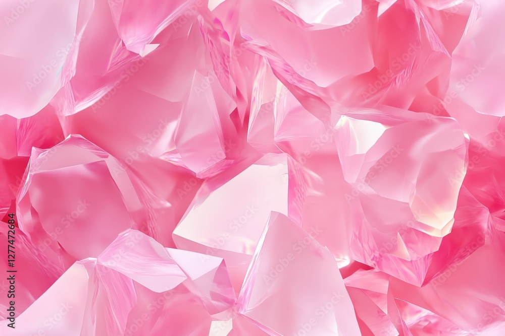 Naklejka premium Seamless Rose Quartz abstract image of pink crystal-like structures with a glossy surface.