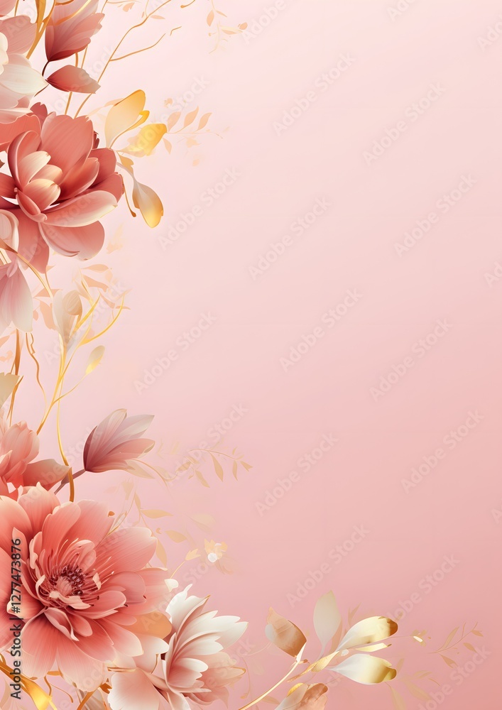 Floral background with pink flowers. border pattern on pink background Floral background with pink flowers. border pattern on pink background