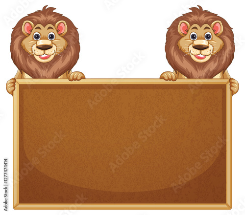 Lions Holding a Blank Sign