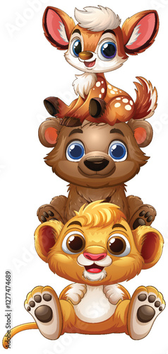 Adorable Animal Friends Stacked Together