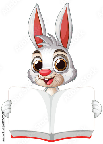Cheerful Bunny Reading a Book