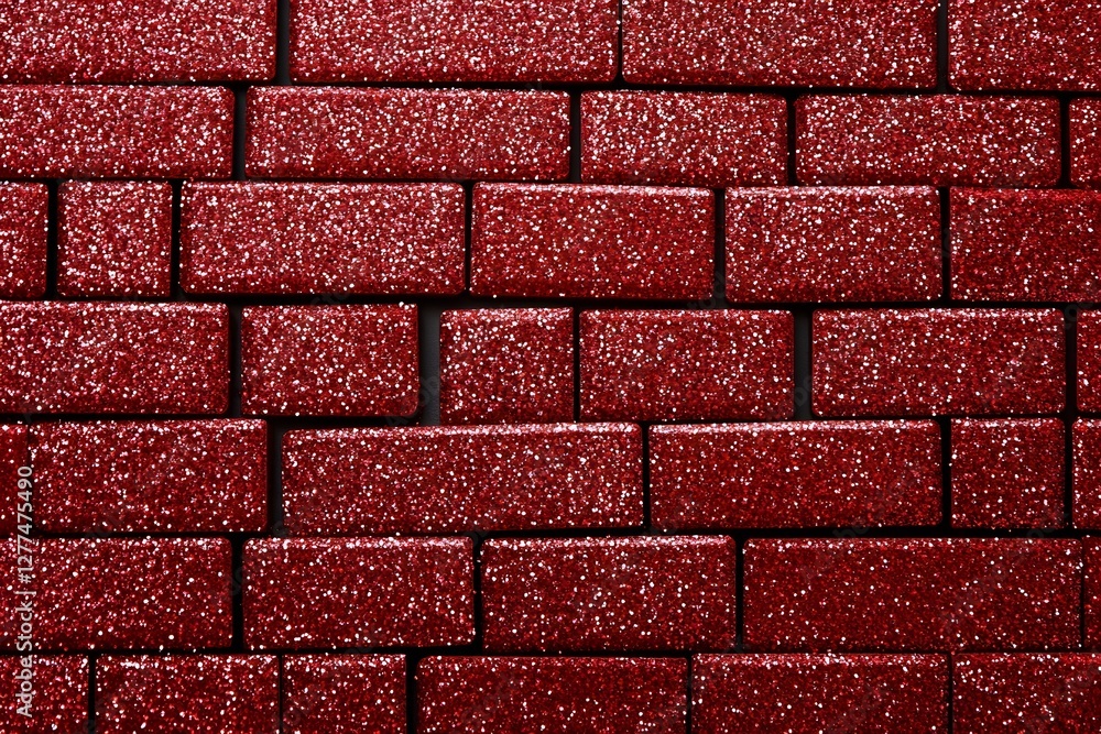 Obraz premium Red Glitter Brick Tile Wall Texture