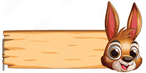 Cute Bunny with Wooden Sign