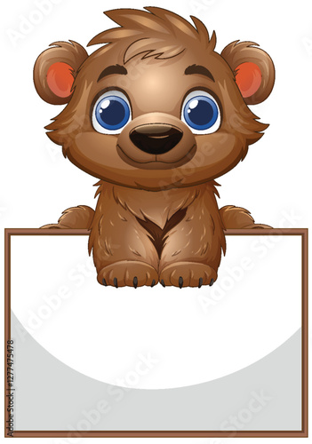 Cute Bear with Blank Sign