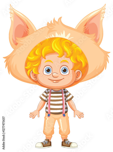 Cute Boy in Animal Hat Illustration