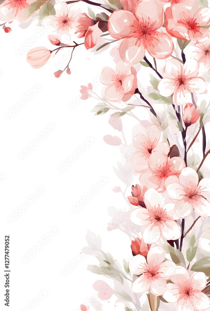 Frame of pink with leaves flowers on white background. Watercolour frame with leaves and flowers. floral painting borders. Frame of pink with leaves flowers on white background. Watercolour frame with leaves and flowers. floral painting borders.