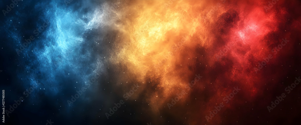 Obraz premium Cosmic Nebula in Vivid Blue Red and Orange Hues