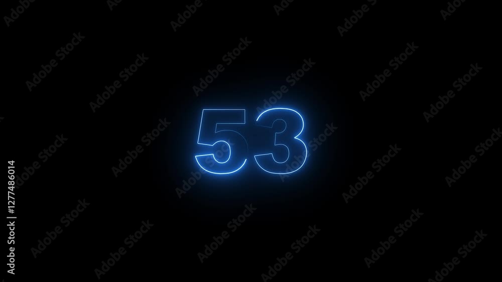neon text 53 number countdown icon background 4k animation .Neon number 53 with alpha channel, 53 bright neon number animation neon text 53 number countdown icon background 4k animation .Neon number 53 with alpha channel, 53 bright neon number animation