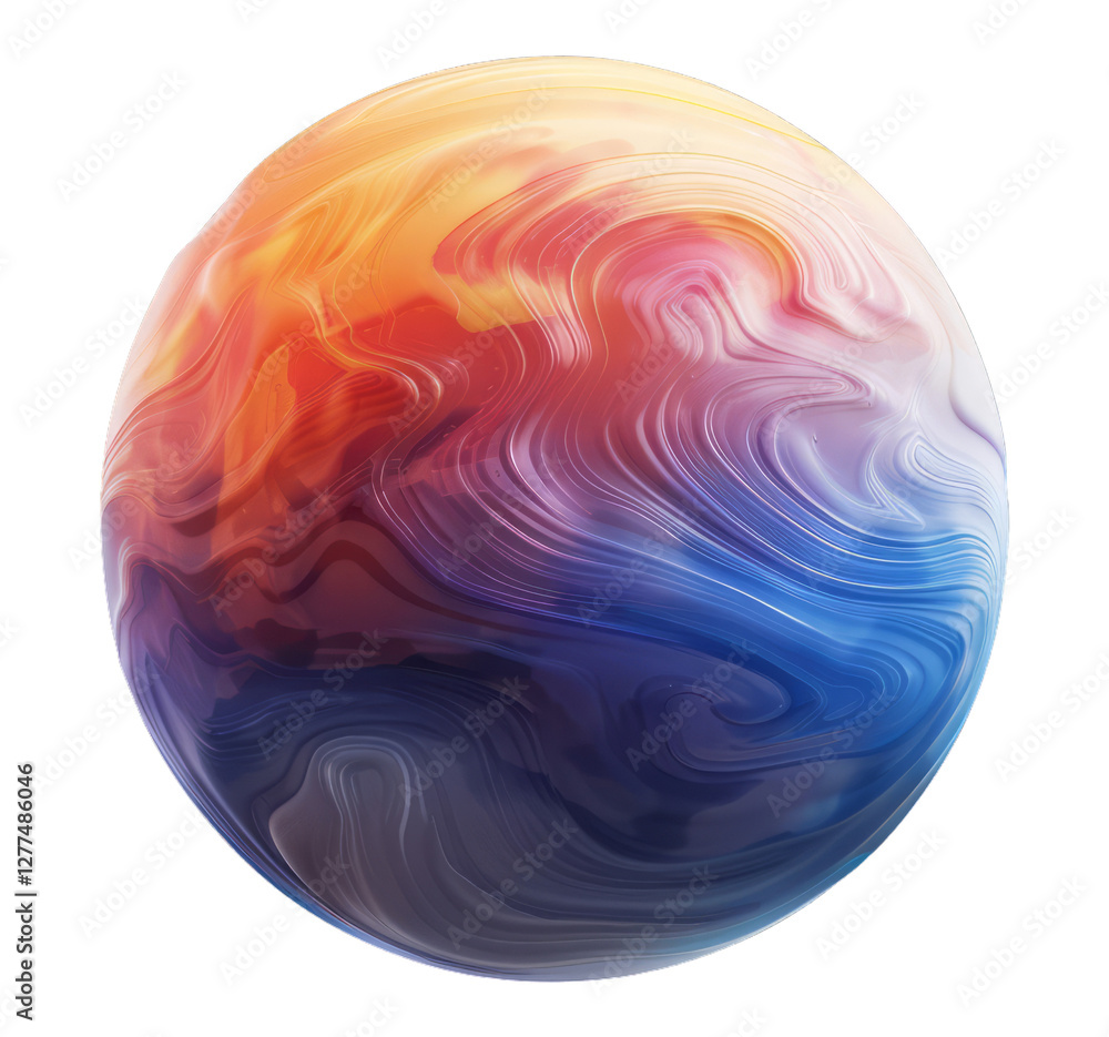 A planet with swirling patterns on a transparent background with vibrant gradient colors. A planet with swirling patterns on a transparent background with vibrant gradient colors.