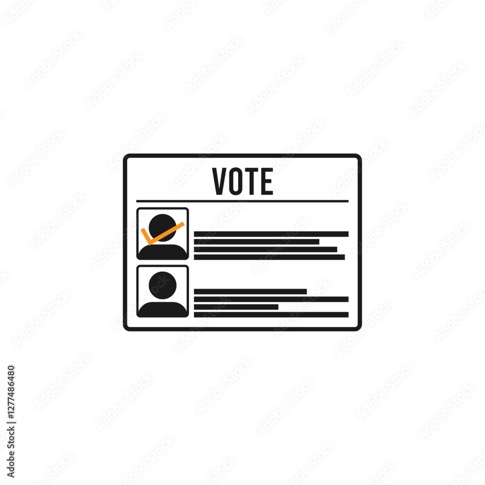 Voter ballot line icon on white background. Voter ballot line icon on white background.