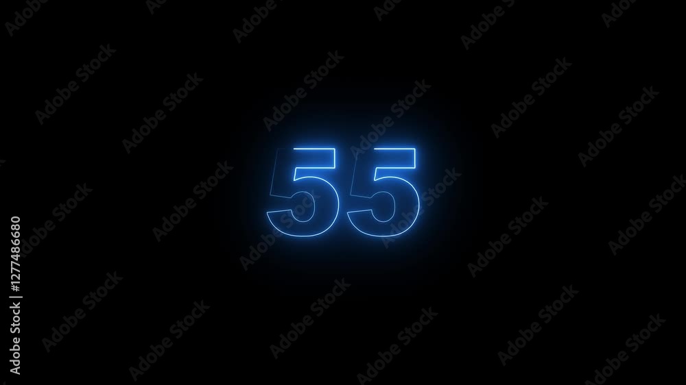 neon text 55 number countdown icon background 4k animation .Neon number 55 with alpha channel, 55 bright neon number animation neon text 55 number countdown icon background 4k animation .Neon number 55 with alpha channel, 55 bright neon number animation