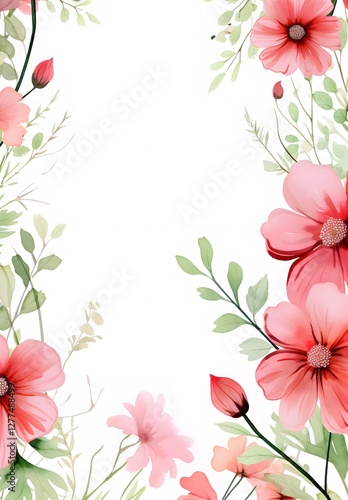 Wallpaper Mural Floral leaf frame pink blossoms background. Abstract floral background with flowers Torontodigital.ca