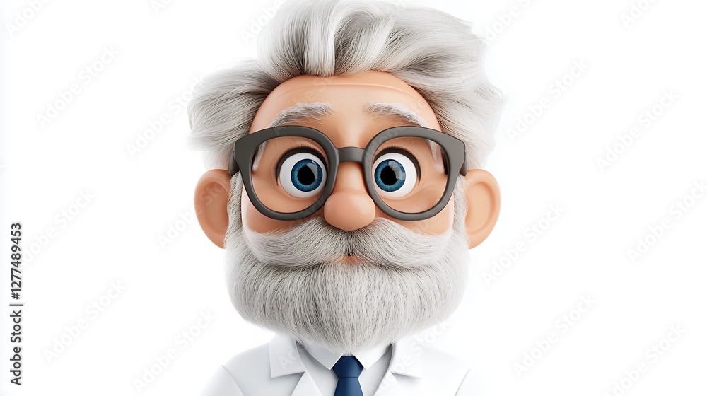Cartoon Elderly Scientist Portrait Cartoon Elderly Scientist Portrait