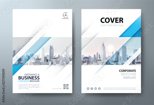 Blue Annual report brochure flyer design template vector, Leaflet, presentation book cover templates, layout in A4 size