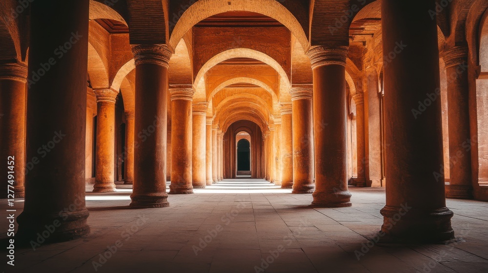 Obraz premium Stunning Architectural Arches and Columns in Historic Indoor Space