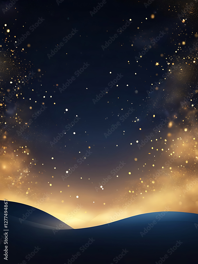 Fototapeta premium A blue background with gold lights night blurred motion modern circle decoration colors concepts elegance futuristic shape celebration. ai