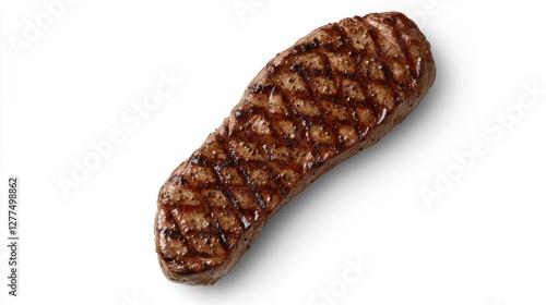 Wallpaper Mural Top Down View of a Grilled Strip Steak Showing Grill Marks on White Background Torontodigital.ca