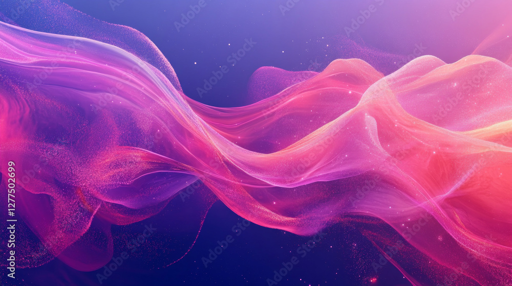 Fototapeta premium This abstract pink and purple swirling fluid art painting captures vibrant colors. AI generative