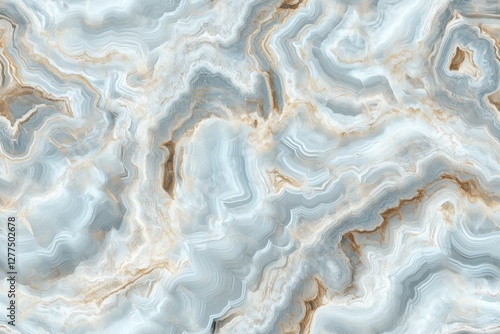 Seamless Blue Lace Agate beautiful abstract background featuring swirling patterns in soft blue and white tones, with hints of gold. The design resembles natural stone or agate, creating a serene.