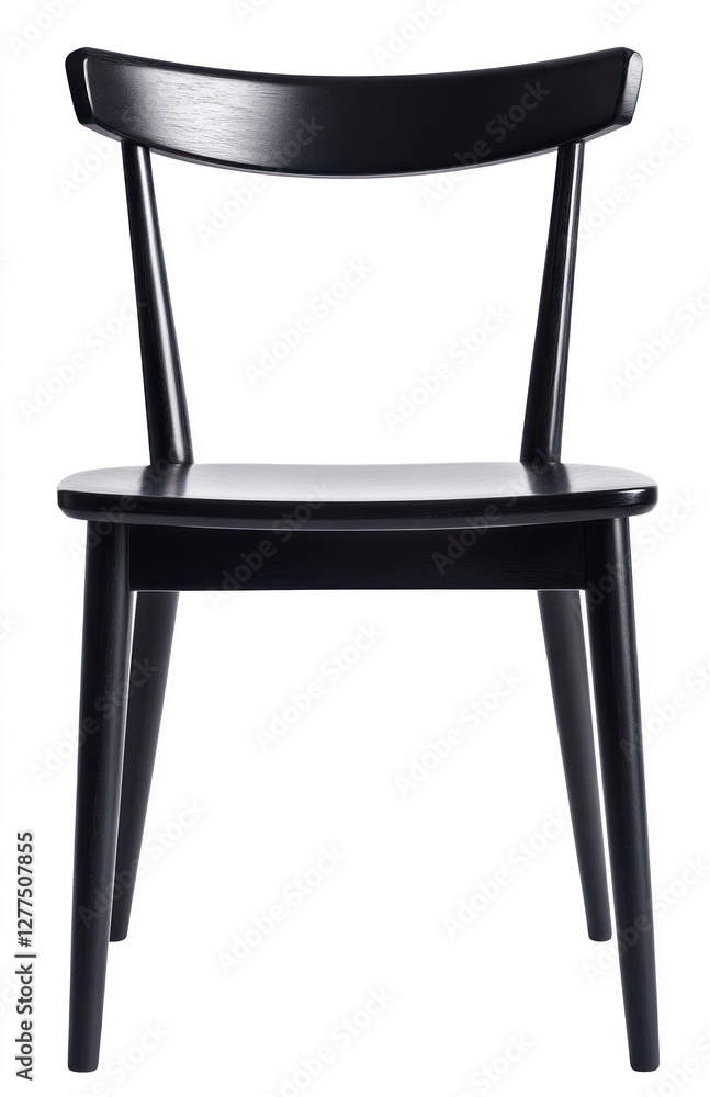 Black wooden chair, simple design, mid-century modern style. Black wooden chair, simple design, mid-century modern style.