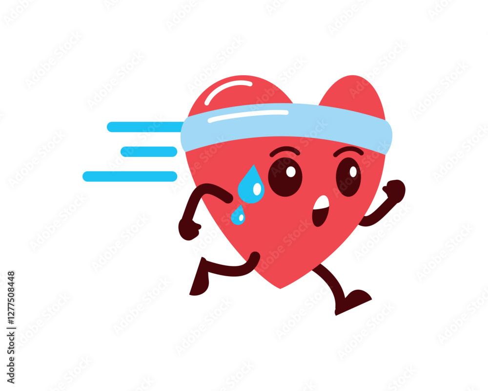 Fototapeta premium Healthy heart jogging with headband icon