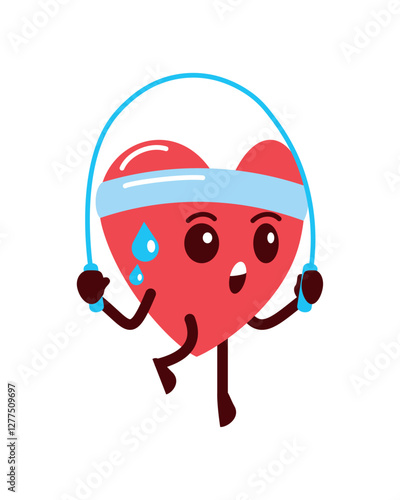 Healthy heart jumping rope icon