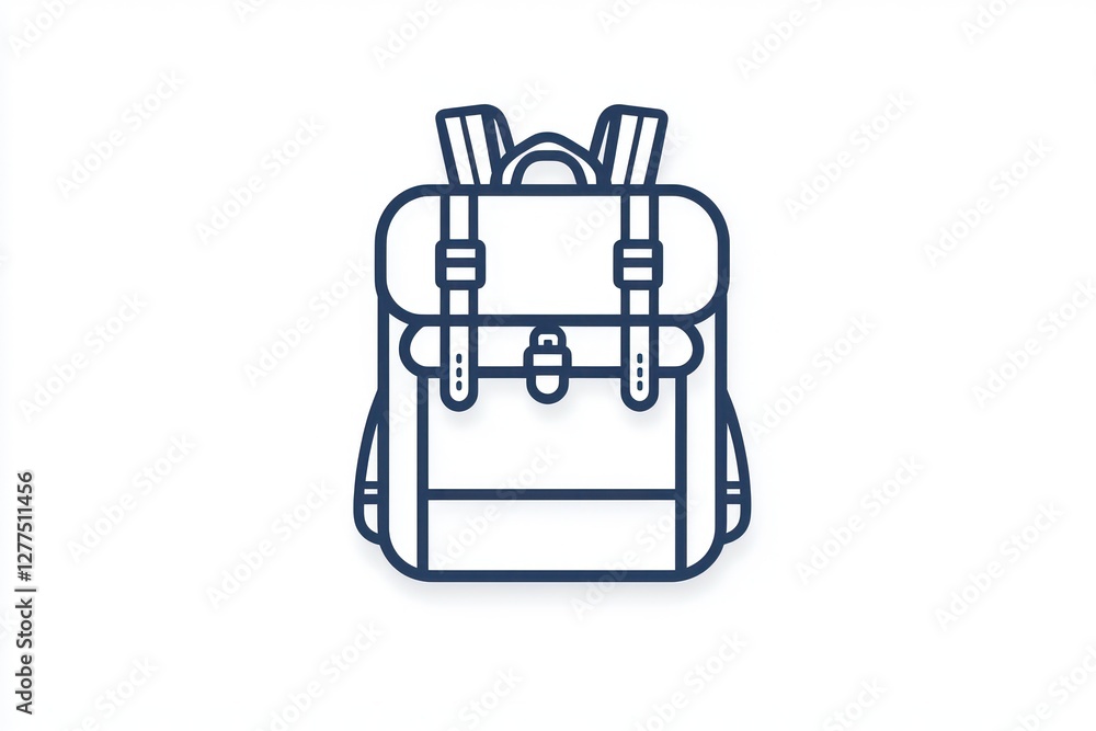 3D outdoor backpack icon, for adventure trips, clean white background.