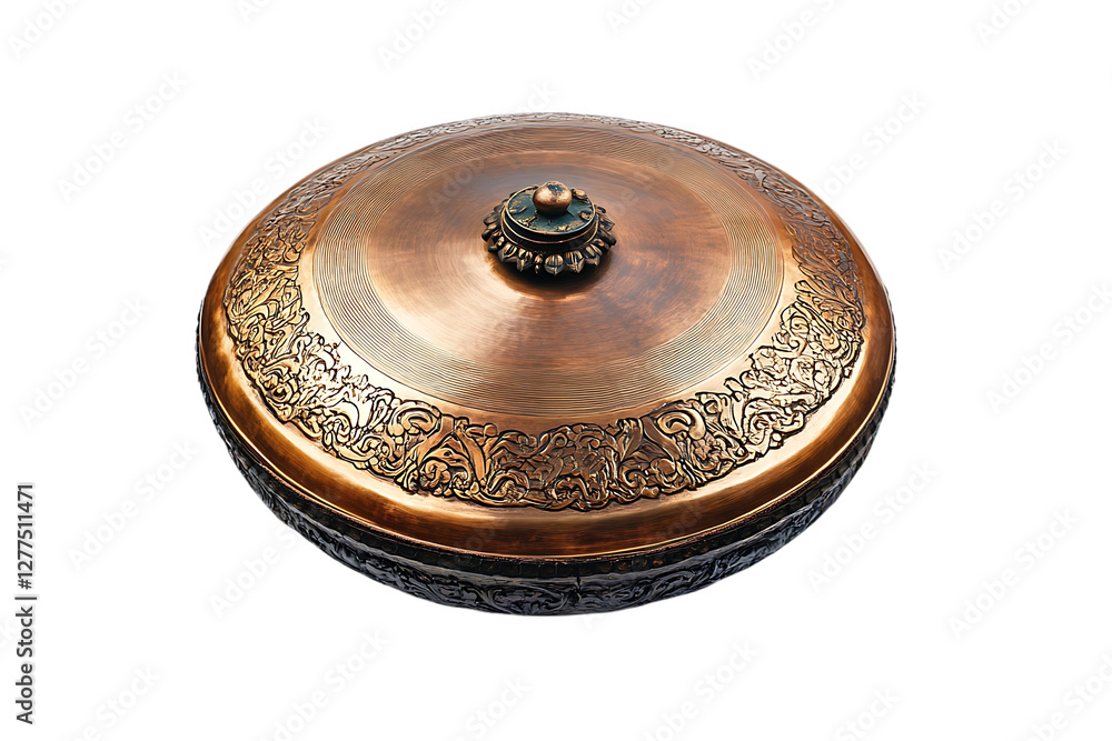 Ornate Copper Bowl Lid, Isolated, Decorative, High Quality Image, Stock Photo Ornate Copper Bowl Lid, Isolated, Decorative, High Quality Image, Stock Photo