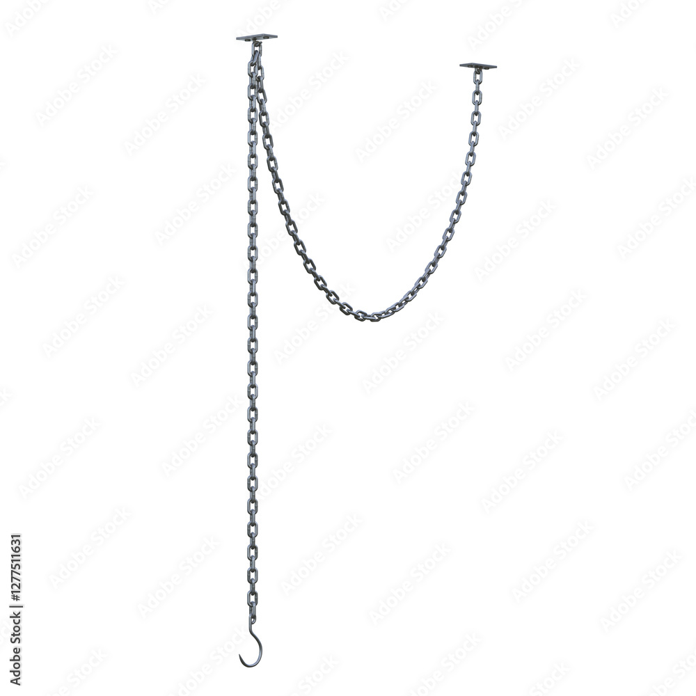 Chain With Hook, 3d illustration isolated on white background Chain With Hook, 3d illustration isolated on white background