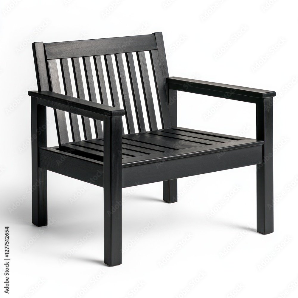 Black wooden armchair, modern design, simple lines. Black wooden armchair, modern design, simple lines.