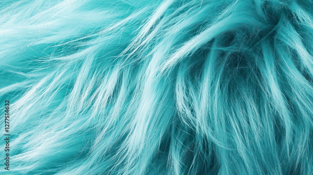 Fototapeta premium Vibrant tones and smooth flowing strands define this fluffy turquoise fur.
