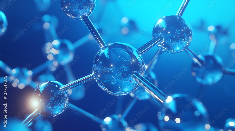 Glass molecule structure connecting in blue background representing medical research Glass molecule structure connecting in blue background representing medical research