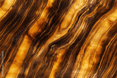 Seamless Tigers Eye beautiful, polished wood surface featuring rich golden and brown tones with flowing patterns and textures.