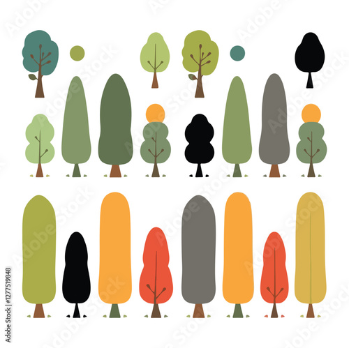 Set of Tree flat design